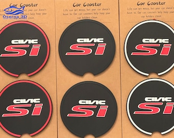 2017 - 2025 Honda Civic Si | Car Cup Holder Inserts Set of 2 | Coaster | Honda Racing Compatible Accessory