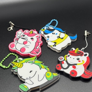 Chubby Unicorn Backpack Charms | Set of 4