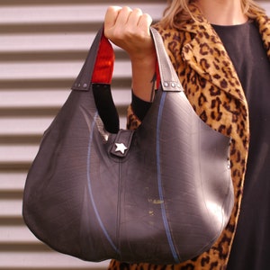 Vegan handbag, supersized, super-size, vegan leather, upcycled fashion, sustainable fashion, designer handbag, waterproof, innertube image 6