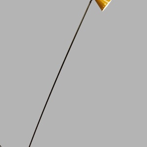 Vintage Italian Mid Century Brass Diabolo Floor Lamp | 1950s Yellow Stilnovo Style Light