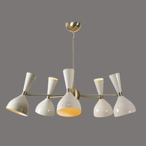 Mid Century Modern Sputnik Chandelier – 6 Arm Brass Ceiling Light – Stilnovo Design