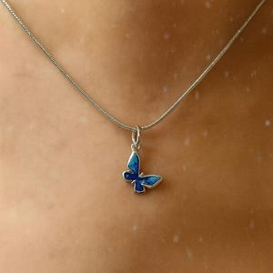 925 Sterling Silver Blue Butterfly Necklace – Dainty Charm Pendant, Gift for Her image 4