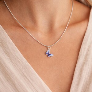 925 Sterling Silver Blue Butterfly Necklace – Dainty Charm Pendant, Gift for Her image 3