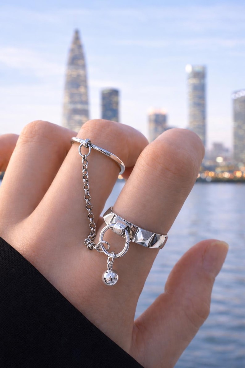 Minimalist Chain Ring – Adjustable 925 Silver Finish Dangle Band - Etsy