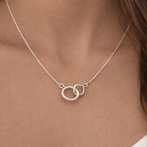 925 Sterling Silver Double Circle Necklace Gift for Her, Elegant Holiday Jewelry