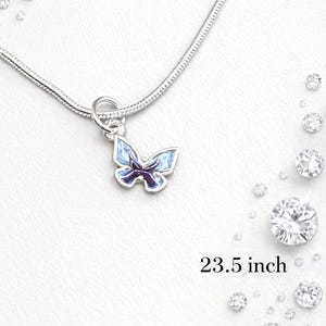 925 Sterling Silver Blue Butterfly Necklace – Dainty Charm Pendant, Gift for Her image 2
