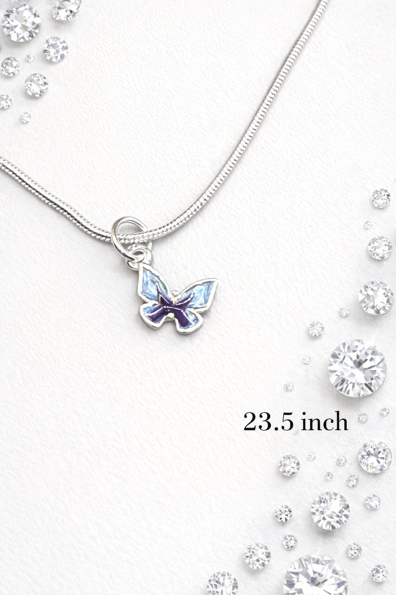 925 Sterling Silver Blue Butterfly Necklace – Dainty Charm Pendant, Gift for Her image 2