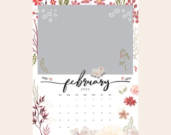 2024 Photo Calendar, Custom Photo Calendar 2024 Custom Calendar - Using your photos, Watercolor Floral and Foliage, 2024Custom Calendar