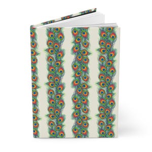 Peacock Feather Stripe Hardcover Journal | Matte Notebook