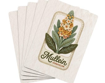 Poker speelkaarten met botanische illustratie van koningskaars | Bloemig kruidenspel | Inclusief acryl doos
