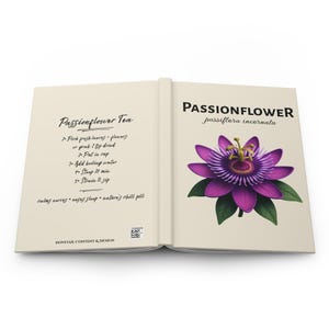 Passionflower Tea Recipe Matte Hardcover Journal | Herbalist Notebook, Herbal Tea Lined Notebook, Gift for Gardener, Purple Passion Flower