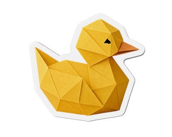 Origami Yellow Duck Die-Cut Magnet | Duck Fridge Magnet