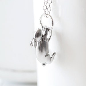 Tiny Rabbit Necklace, Silver Plated Bunny Pendant Necklace, Easter Hare Necklace, Spring Necklace, Cute Animal Necklace. Handmade