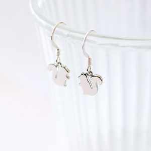 Squirrel Earrings, Cute Tiny Squirrel Dangle Earrings, Silver Plated Earrings, Whimsical Gift for Nature Lovers, Forest Inspired Jewellery.