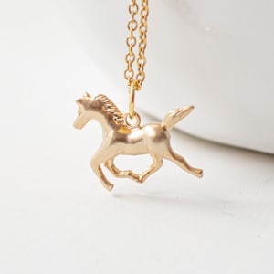 Gold Plated Horse Necklace, Horse Charm Necklace, Equestrian Pendant Necklace, Dainty Animal Charm Necklace, Gift for a Horse Rider.