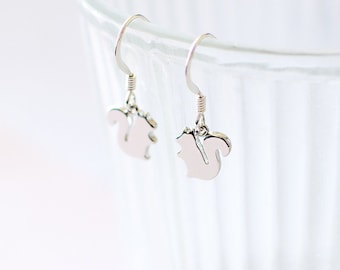 Silver Plated Squirrel Earrings, Nature Lover Gift