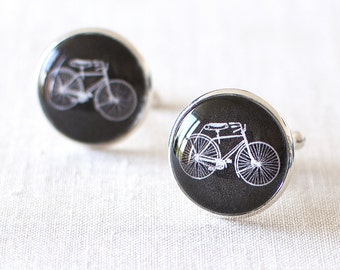 Bicycle Cufflinks, Bike Cufflinks, Cyclist Gift Idea, Retro Wedding Cufflinks. Vintage Bicyclist Gift. Men Personalised Cufflinks, UK.