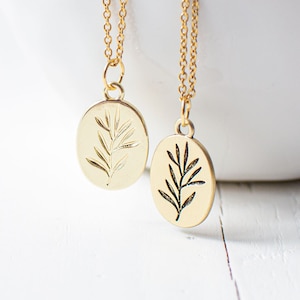 Olive Branch Necklace, Gold Plated Branch Pendant Necklace, Botanical Gift, Simple Nature Inspired Necklace.