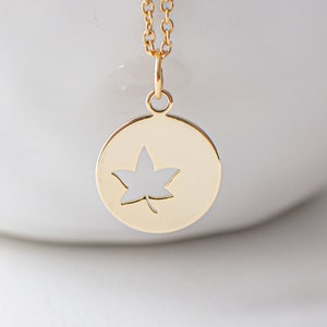 Gold Plated Maple Leaf Necklace. Autumn Pendant Necklace. Dainty Leaf Charm Necklace. Handmade Jewellery UK.