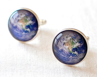 Planet Earth Cufflinks, World Globe Cufflinks, Wanderlust Travel Cufflinks, Adventure Cufflinks. Geography Cufflinks for Men, UK.