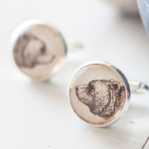 Vintage Bear Cufflinks, Wild Animal Cufflinks, Nature Inspired Cufflinks, Gift for a Dad.