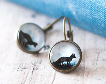 Black Fox-oorbellen, cadeau dierenliefhebber