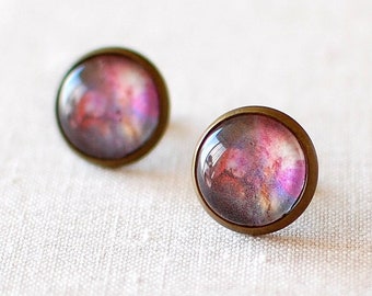 Orion Nebula Earrings, Purple Galaxy Earrings, Space Earrings. Universe Earrings. Galaxy Jewellery Celestial Gift. Handmade Jewellery UK.