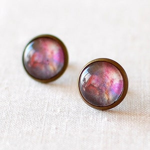 Orion Nebula Earrings, Purple Galaxy Earrings, Space Earrings. Universe Earrings. Galaxy Jewellery Celestial Gift. Handmade Jewellery UK.