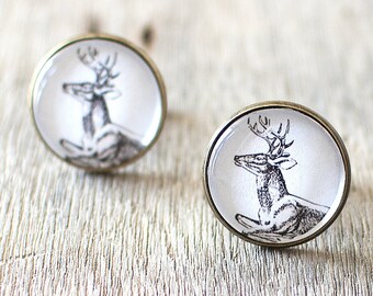 Deer Cufflinks. Woodland Cufflinks. Nature Cufflinks. Mens Cufflinks. Wedding Cufflinks. Stag Cufflinks. Country Wedding.