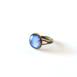 Lapis Lazuli Ring, Adjustable Glass Dome Ring, Blue Ring, Faux Lapis Ring. Handmade Jewellery UK. image 2