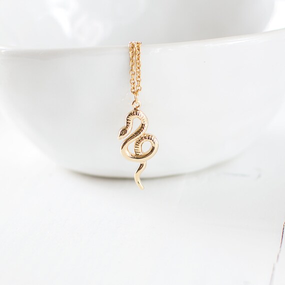 Gold Plated Snake Necklace Serpent Pendant Necklace. Handmade Etsy Sweden