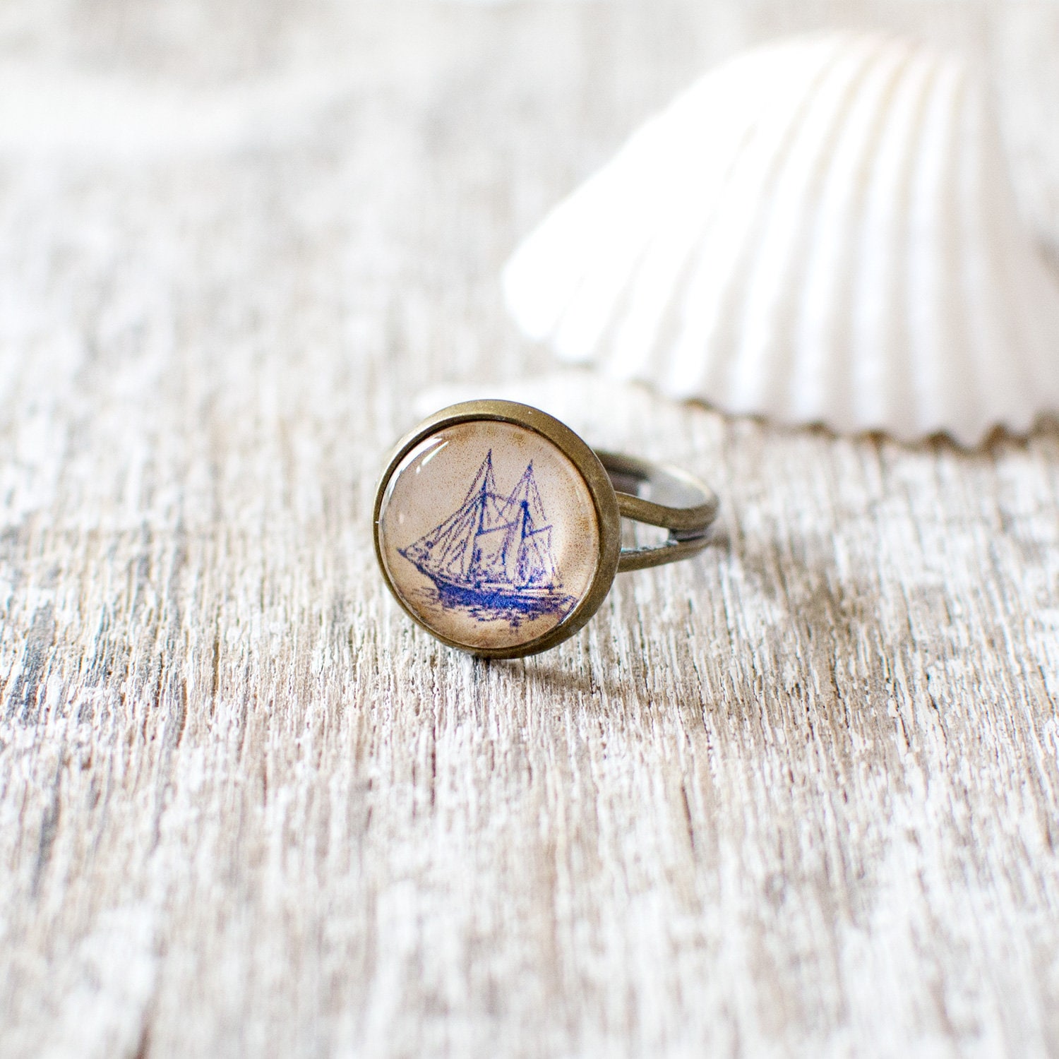 Sailing Boat Ring Nautical Ring for Travellers Ocean Etsy