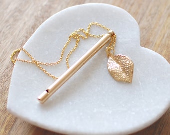 Gold Whistle Pendant Necklace, Music Pendant Necklace, Vintage Style Whimsical Necklace. Teacher Gift, Breathing Necklace, UK.