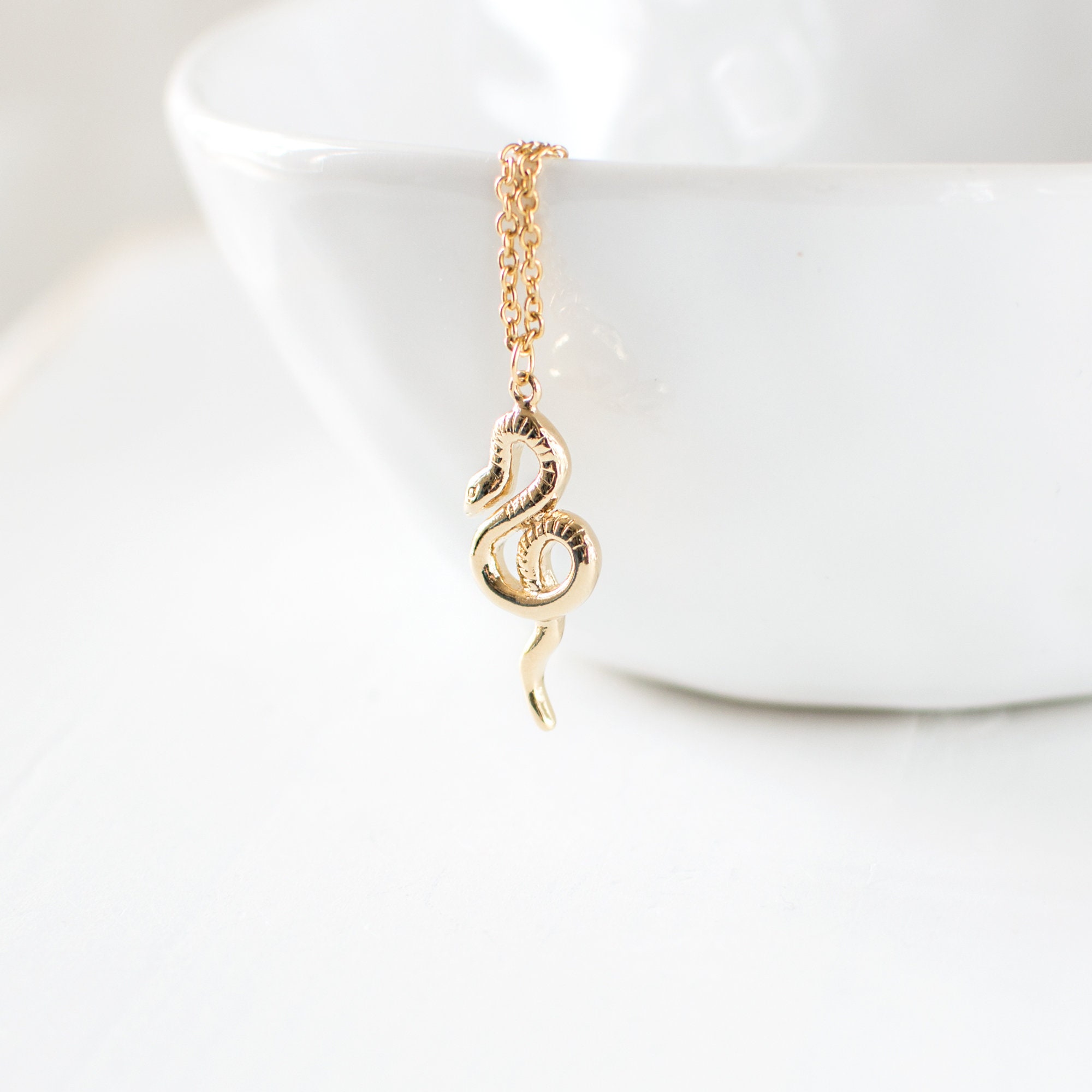 Gold Plated Snake Necklace Serpent Pendant Necklace. Handmade Etsy Sweden