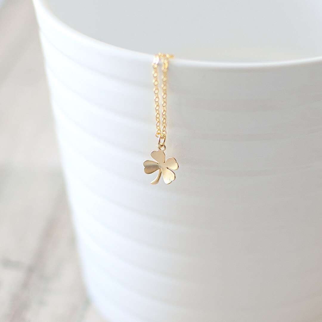 Four Leaf Clover Necklace, Gold Plated Clover Pendant Necklace, Clover ...