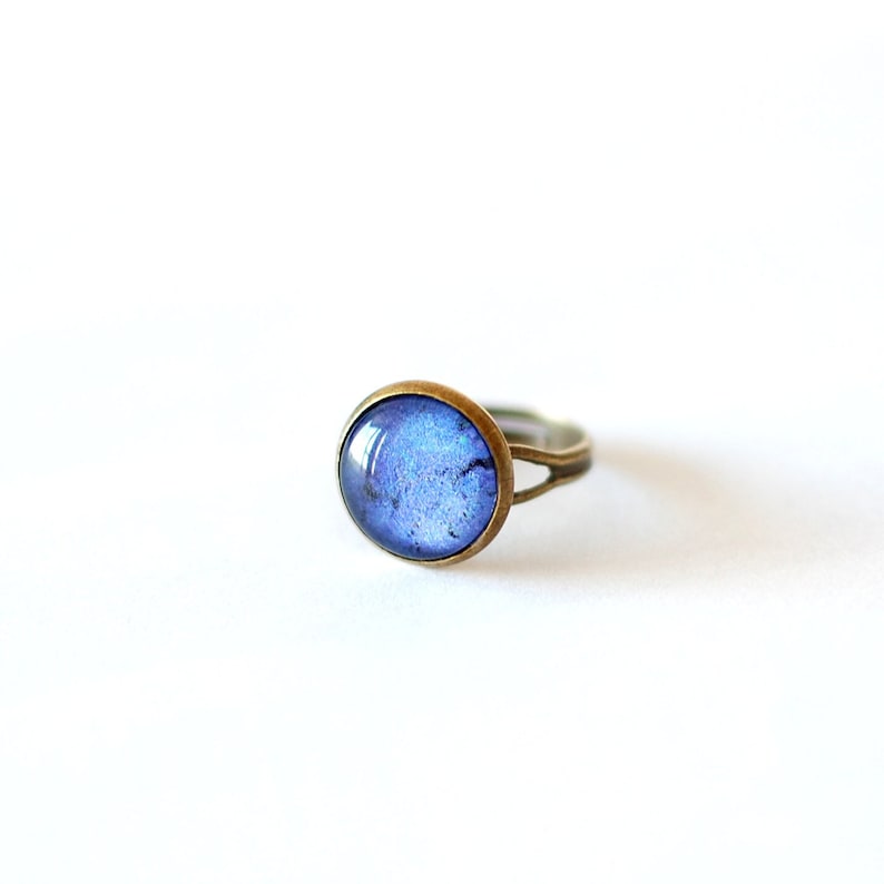 Lapis Lazuli Ring, Adjustable Glass Dome Ring, Blue Ring, Faux Lapis Ring. Handmade Jewellery UK. image 1