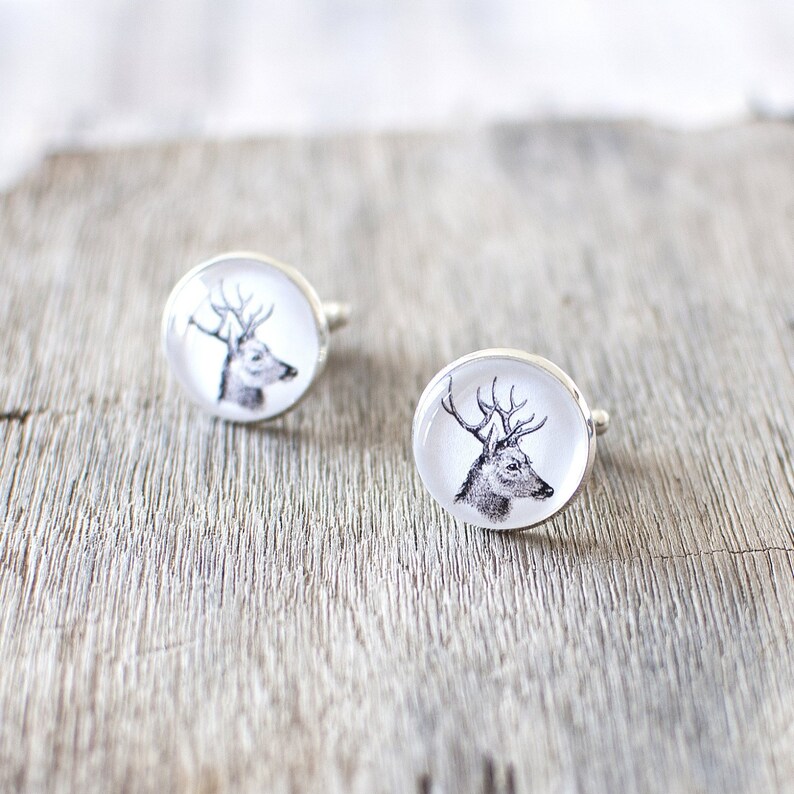 Stag Cufflinks Woodland Wedding Cufflinks Rustic Nature Cufflinks. Deer Cufflinks Forest Animal Cufflinks Vintage Bronze Cufflinks