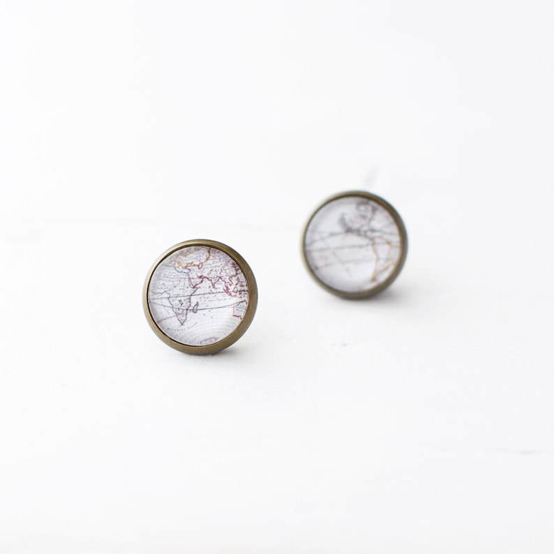 Antique World Map Earrings Map - Il 7bxx 