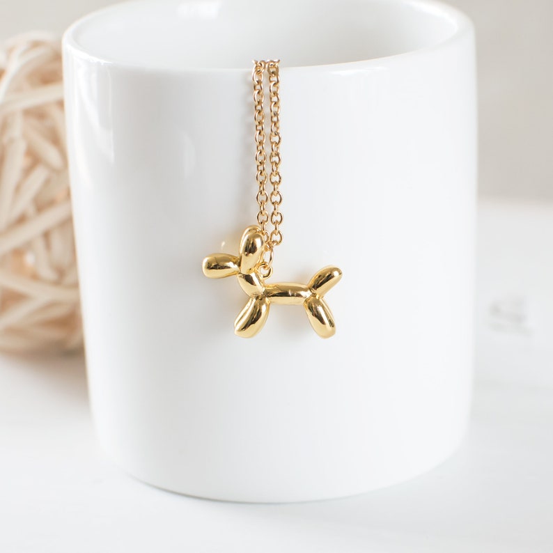 Gold Balloon Dog Necklace Whimsical Pendant Necklace Fun Etsy