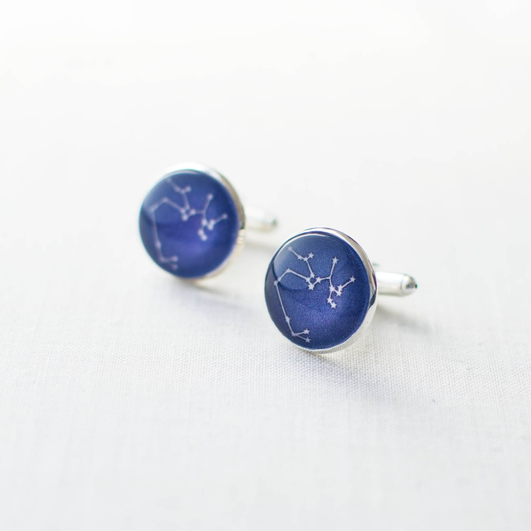 Custom Zodiac Cufflinks, Constellation Cufflinks, Personalised Star Sign Cufflinks for Wedding