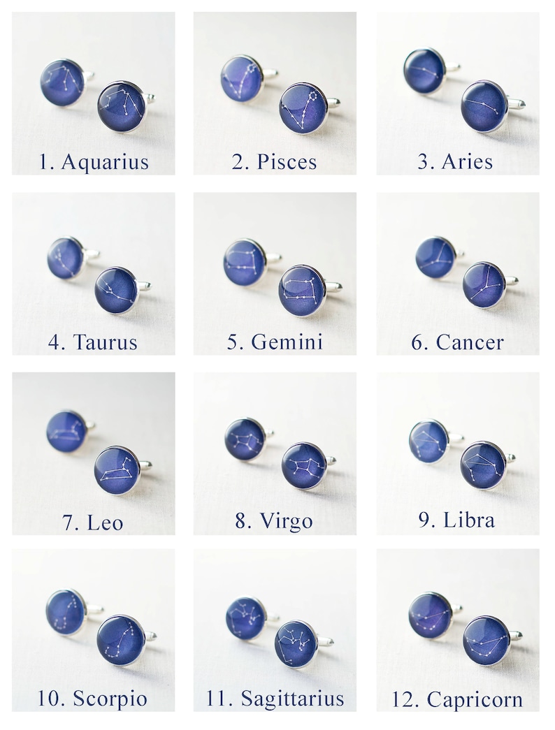 Custom Zodiac Cufflinks Constellation Cufflinks Personalised Etsy