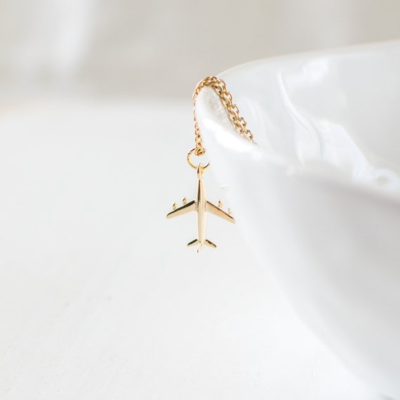 Gold Plane Necklace Airplane Pendant Necklace Aeroplane Charm Necklace Travel Necklace Farewell Gift Gift for Long Distance Friend UK