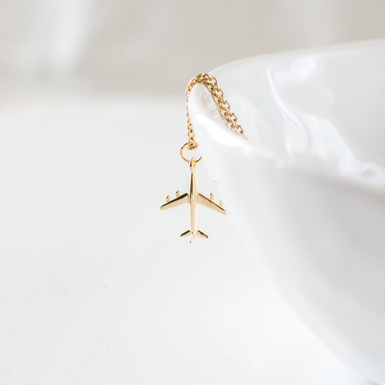 Gold Plane Necklace Airplane Pendant Necklace Aeroplane Etsy UK