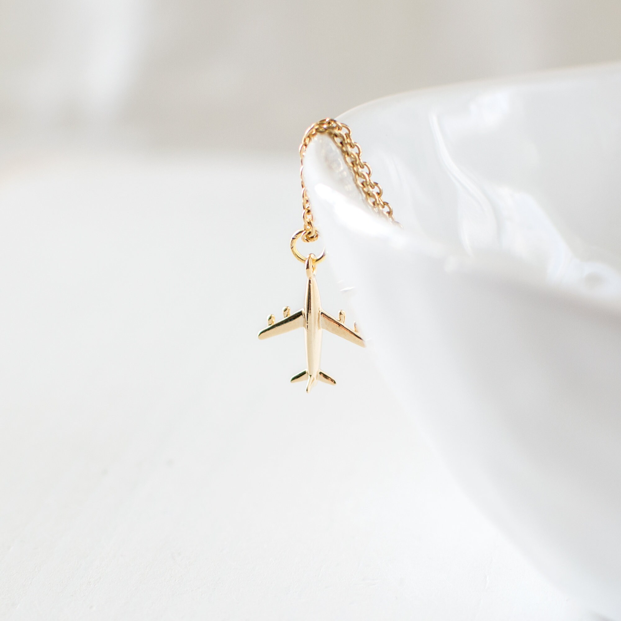 Gold Plane Necklace Airplane Pendant Necklace Aeroplane Etsy UK