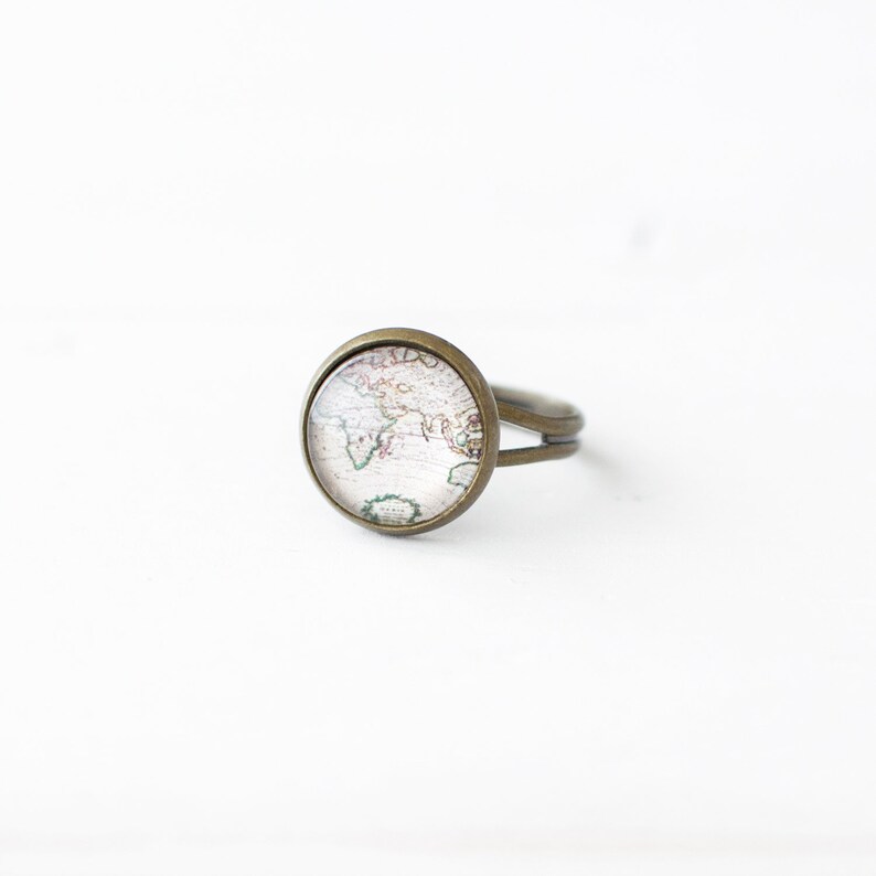 Vintage World Map Ring Map of the World Ring Travel Gift Etsy