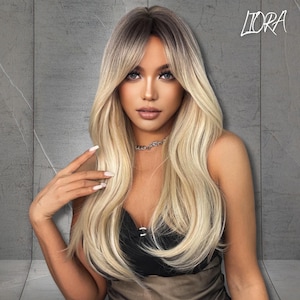 Long Ombre Blonde Wig, Synthetic Wig, Blonde Wavy Wigs, Heat Resistant Wig, Light Platinum Blonde Wigs,Gift for Women, Gift for Her