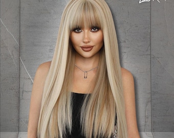 Blonde mix wig 2216 skin top layers Amazon.com : LEOSA Long Layered Wig Blonde Layered Wigs  main image 3