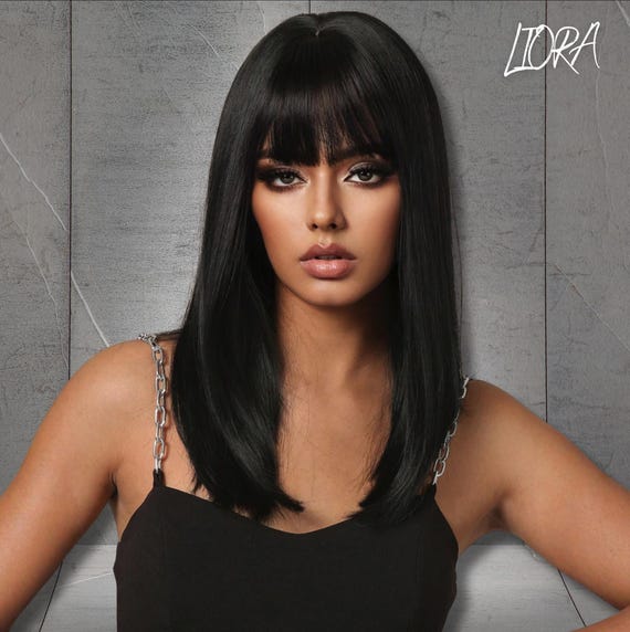 Long Straight Synthetic Wig with Bangs Heat Resistant Natural Daily Wear Tuscom Long Straight Synthetic Wig with Bangs for Women  main image 2