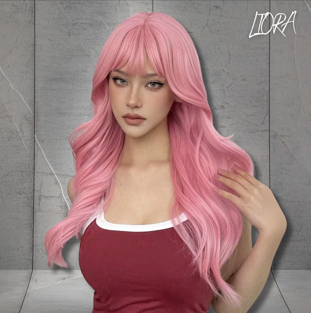 Gradient Brown Pink Curly Long Wig SD00441