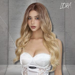 Long Blonde Wavy Wig, Ombre Long Blonde Wig, Woman Blonde Wig, Wavy Wig, Wig for Woman, Synthetic Wig, Gift For Women, Gift For Her
